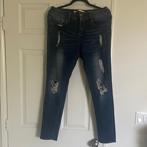 Tiffany & Co. Dark Blue Distressed Skinny Jeans